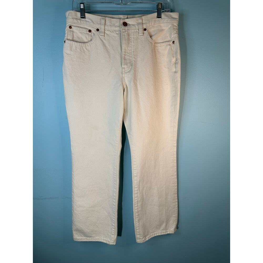 J. Crew vintage-inspired white jeans full length semi boot size 29P